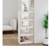 Bibliothèque - Pin - 60x30x135,5cm - Blanc - 4 étagères - Design contemporain