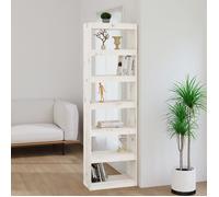 Bibliothèque - Pin - 60x30x199,5cm - Blanc - 6 étagères - Design contemporain