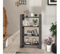 vidaXL Bibliothèque en pin 80×35×125 cm – Gris – Meuble de salon, cloison de séparation