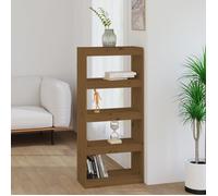 Bibliothèque - Pin - Marron miel - 60x30x135,5 cm - 4 étagères - Design contemporain