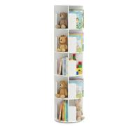 Bibliothèque Pivotante Enfant, 360° Rotative, 5 Niveaux, Ronde, Blanc