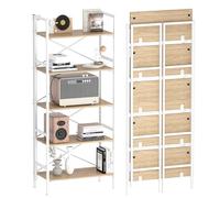 Bibliothèque pliante à 5 niveaux, étagère à livres pliable, bibliothèque industrielle en métal, étagère de rangement pour salon, chambre à coucher et bureau à domicile, café clair