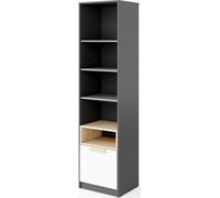 Bibliothèque POK 1 tiroir graphite/hêtre ibsen/gris clair