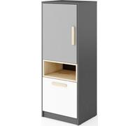 Bibliothèque POK 2 portes graphite/hêtre ibsen/gris clair