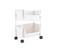 Bibliothèque portable Slimline - Étagères mobiles - Étagère de rangement étroite - Avec roulettes de frein et crochets pour les espaces restreints