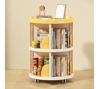 Bibliothèque pour enfants à 2 étagères, bibliothèque pivotante en plastique, tour de bibliothèque pivotante à 360 °, étagère de rangement de sol, pour chambre à coucher, salon, jaune
