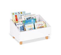Bibliothèque pour Enfants Ando, Blanc, L 50 cm, P 32 cm, H 26 cm, Laqué : MDF et hêtre, laqué Blanc et Transparent