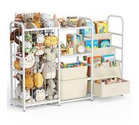Bibliothèque pour enfants Étagères de jouets pour chambre d'enfant : étagère de rangement ouverte avec étagères, poches suspendues et tiroirs - Présentoir pour tout-petits - Meubles de livres pour