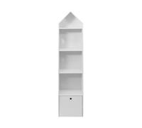 Rebecca Mobili Bibliothèque pour Enfants, étagère à Jouets, MDF Bois Blanc, 1 tiroir 4 étagères pour Organiser des Jeux, des Livres pour Enfants - Dimensions HxLxP : 154 x 35 x 30 cm - Art. RE6731