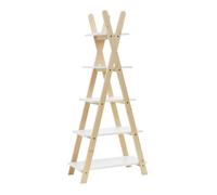 [en.casa] Bibliothèque pour Enfants avec 5 Compartiments de Tailles Différentes Étagère Forme de Tipi pour Livres Jouets Chambre Bois de Pin MDF 145 x 65 x 32 cm Naturel Blanc