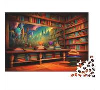 Bibliothèque Puzzles 1000 Pièces pour Adultes, Puzzle 1000 Pièces Étude Mystique Impossible Challenge Cadeaux De Décoration À La Maison 70x50cm/1000pcs
