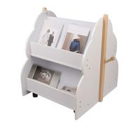 Bibliothèque Rangement Bois - DHHOZAMZ - 2-en-1 Mini Étagère pour Enfant - Basse et Massif - Blanche Oiseau