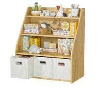 Bibliothèque Rangement Enfant avec 3 Tiroirs Amovibles - Étagère Montessori Bébé en Bois Massif | Organisation Jouets et Livres pour Chambre d'enfant et Salle de Jeux