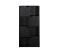 Rebecca Mobili Bibliothèque avec 4 Étagères, Étagère de Rangement, Noir, Aggloméré, 8 Compartiments, avec Antibasculement, pour Salon Bureau - Dimensions HxLxP: 119 x 60 x 29 cm - Art. RE7115