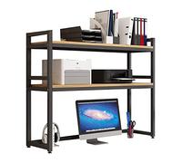 Bibliothèque réglable à 2 niveaux - Bibliothèque de bureau et support d'imprimante, étagère de rangement ouverte en bois pour la maison, le bureau, le dortoir - Étagère de présentation peu encombrante