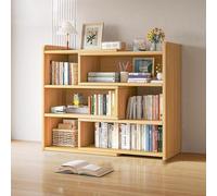 Bibliothèque réglable en Bois, Organisateur de Rangement Bas avec étagère latérale, unité de Bureau Multicouche, Design Moderne en Bois Massif for Le Bureau à Domicile(Natural Wood,(40-80) x17x56cm)