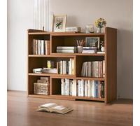 Bibliothèque réglable en Bois, Organisateur de Rangement Bas avec étagère latérale, unité de Bureau Multicouche, Design Moderne en Bois Massif for Le Bureau à Domicile(Walnut Color,(40-80) x17x56cm)