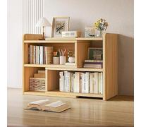 Bibliothèque rétractable en Bois Massif, Armoire de Rangement Basse avec étagère latérale réglable, Organisateur Bureau à Plusieurs Niveaux, Finition Noyer,(Natural Wood Color,(40-80) x17x56cm)