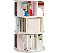 Bibliothèque ronde rotative, 2/3/4/5/6 niveaux, bibliothèque rotative à 360°, étagère blanche, en bois, convient pour le salon, la chambre à coucher, dimensions : 40 x 40 x 129 cm.