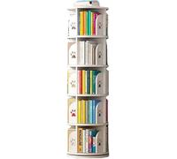 Bibliothèque rotative 2/3/4/5/6, bibliothèque ronde, support de rangement pour étudiants, bibliothèque du sol au plafond pour enfants, permet d'économiser de l'espace dans le salon et le bureau (blanc