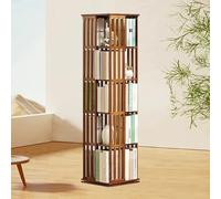 Bibliothèque Rotative 5/6 Niveaux, Bibliothèque Rotative à 360 °, Bibliothèque Tournante En Bambou à Affichage 360, Bois Massif Bibliothèque Rotative, étagères Bibliothèque Rotative,Brown-5Tier