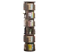Bibliothèque rotative à 2/3/4/5/6 niveaux en bois massif, bibliothèque ronde à 360 °, maison pour enfants et adultes, pour chambre à coucher, salon, bureau d'étude (couleur : marron, taille