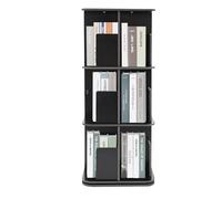 Bibliothèque rotative à 3 niveaux avec plaque de déviation sécurisée pour chambre à coucher, bureau, salon, chambre d'enfant (noir)
