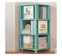 Bibliothèque rotative à 3 niveaux pour enfants, petit coin de rangement pour livres, chambre à coucher, salon, bureau et bibliothèque, couleur bleue