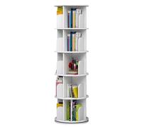 Bibliothèque rotative à 360°, 2 à 6 niveaux réglables, blanc rond, nizer pour le salon et la chambre à coucher (51 x 159 cm) - Solution d'affichage peu encombrante