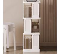 Bibliothèque rotative à 360° à 3 niveaux - Support moderne en plastique avec portes - Hauteur réglable - Design peu encombrant (108 cm)