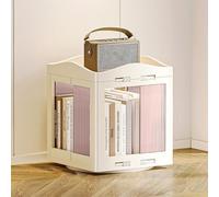 Bibliothèque rotative à 360° à 5 niveaux avec grande capacité, pliable, résistante à la poussière, pour salon et chambre à coucher, vitrine et étagère de rangement (blanc)