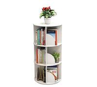 Bibliothèque rotative à 360° avec 6 niveaux - Blanc - Rond - Pour petits espaces - Organiseur de maison flexible