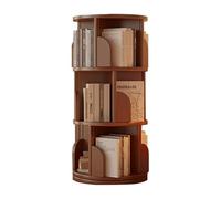 Bibliothèque rotative à 360° avec rail de sécurité - Petite bibliothèque en bois pour salon et bureau - Assemblage facile - Marron - 50 x 50 x 96 cm
