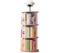 Bibliothèque Rotative à 360° Bibliothèque Bibliothèque Rotative Ronde Bibliothèque avec Motif D’Empreinte 3/4/5 Étagère avec Motif Dauphin Maison Bibliothè, Pink, 46 * 97cm