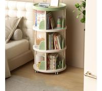 Bibliothèque rotative à 360°, bibliothèque pivotante pour enfants, petite étagère de rangement d'angle avec roulettes, en plastique PVC, bibliothèque rotative pour chambre à coucher ou salon