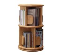 Bibliothèque rotative à 360° - Bibliothèque ronde en bois à 2 niveaux avec serre-livres, étagère de rangement sur pied pour la maison, le bureau et les études (blanc, 15,7 x 15,7 x 26,3 pouc