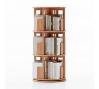Bibliothèque rotative à 360°, bibliothèque Ronde en Bois à 3 Niveaux, étagère de Rangement d'angle étroite, Organiseur sur Pied pour Enfants et Adultes, décoration d'intérieur élégante (17,9