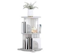Bibliothèque rotative à 360° - Bibliothèque rotative à 4 niveaux pour les petits espaces, idéale pour les chambres d'enfants, les chambres et les salons - Solution de rangement d'angle blanche
