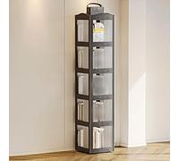 Bibliothèque Rotative À 360 Degrés Conception Transparente et Visible et Ouverte Etagere Livre Enfant Bibliothèques pour Salon pour Enfants et Adultes(Black,and 36 * 36 * 174cm)