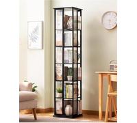 Bibliothèque rotative à 360° élégante noire pour la maison, le bureau et les petits espaces, étagère de rangement sur pied (178 cm)