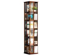 Bibliothèque rotative à 360° en bambou à 5/6 niveaux avec porte en acrylique élégante et peu encombrante pour la maison et le bureau