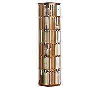 Bibliothèque rotative à 360° en bambou - Bibliothèque d'angle haut à 5/6 niveaux pour étudiants, présentoir autonome, rangement robuste pour la maison et le bureau