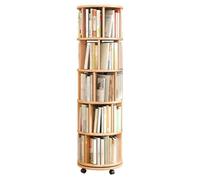 Bibliothèque rotative à 360° en bois avec roulettes - Étagère à plusieurs niveaux pour le rangement de la maison et du bureau, étagère moderne pour une niisation facile et un affichage élégant