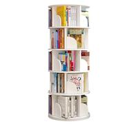 Bibliothèque rotative à 360° en bois blanc pour salon, chambre à coucher avec 6 niveaux (40 x 40 x 160 cm)