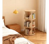 Bibliothèque rotative à 360 ° - En bois massif - Étagère sur pied - Multifonction - Étagère de rangement pour enfants et adultes - 3 étages - Diamètre : 39 cm - Hauteur : 98 cm