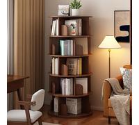 Bibliothèque rotative à 360° - Étagère décorative multifonctionnelle pour la maison et le bureau, organiseur de rangement vertical, finition bois marron (40 x 160 cm)
