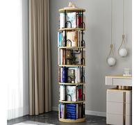 Bibliothèque Rotative à 360°, Étagère Livre en Bois sur Pied, bibliotheque angle, bibliotheque Debout Support de Rangement, Étagère à Livres pour Salon, Bureau, Chambre d'enfant (C, 6 Niveaux)