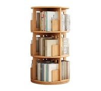 Bibliothèque rotative à 360°, fine et ronde, en bois, avec 3 niveaux, élégante pour les petits espaces, idéale pour la chambre à coucher et le salon (45 x 45 x 98 cm)