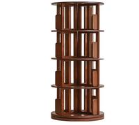 Bibliothèque rotative à 4/5/6 niveaux - Présentoir autonome multifonction pour objets de grande taille, rangement spacieux, design robuste, finition noyer - Parfait pour la maison, le bureau ou la