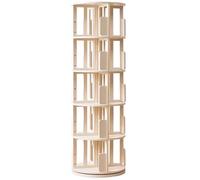 Bibliothèque rotative à 4 à 6 niveaux, tour de rangement pivotante à 360°, bibliothèque ronde en bois massif pour petits espaces, chambre à coucher et bureau